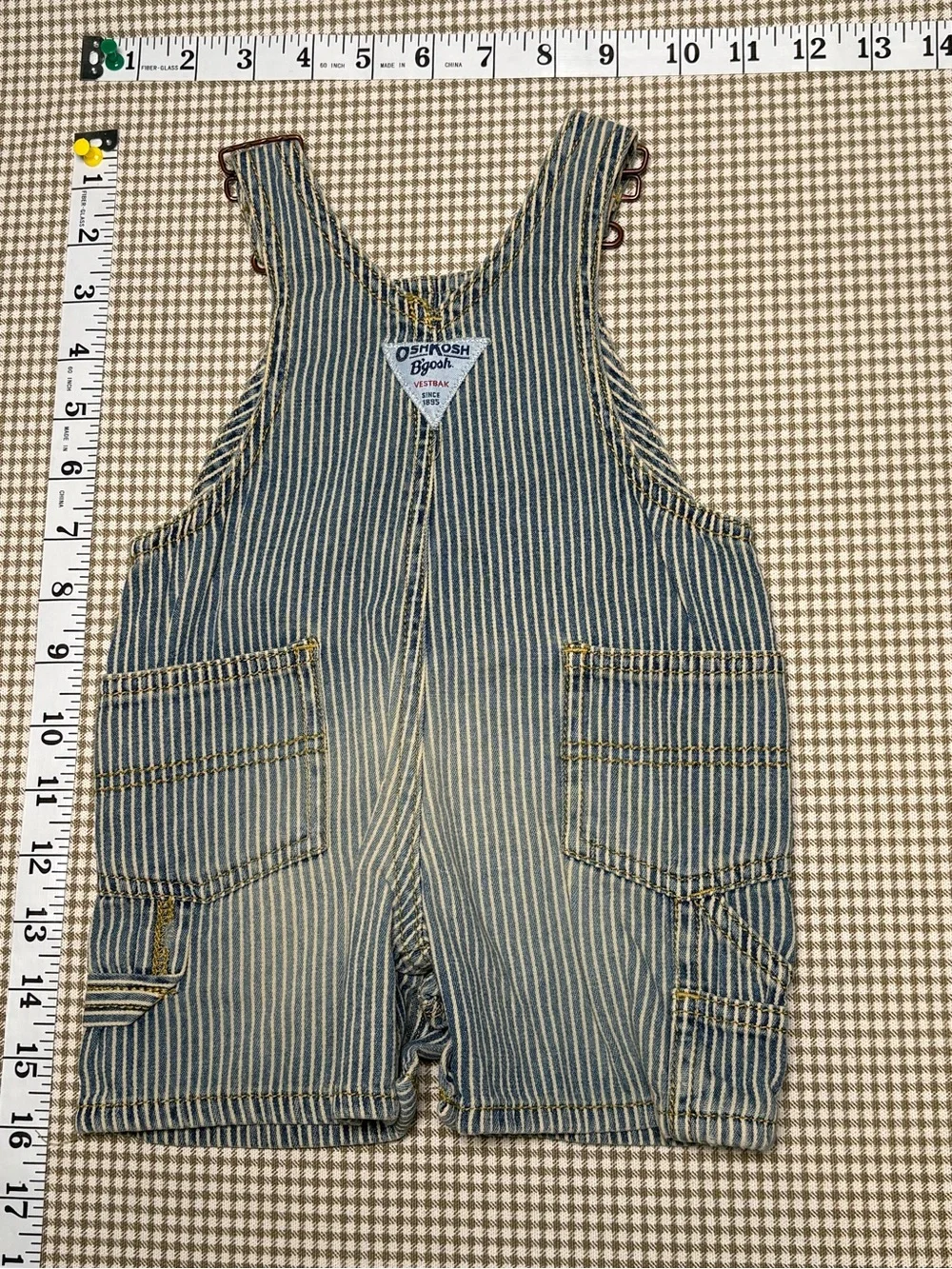 OshKosh B'gosh Blue and White Striped Short Overalls NWT Size 6 Months